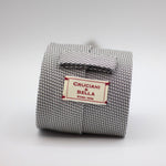 Cruciani & Bella 100% Silk Grenadine garza fina  Tipped Light grey  plain tie Handmade inItaly 8 cm x 150 cm