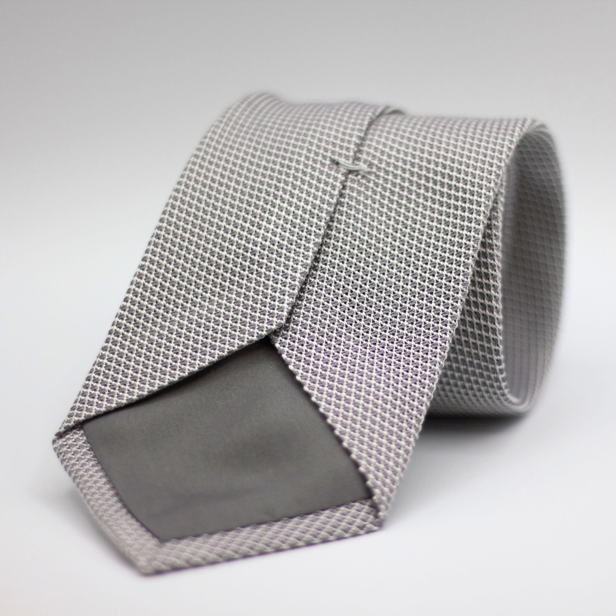 Cruciani & Bella 100% Silk Grenadine garza fina  Tipped Light grey  plain tie Handmade inItaly 8 cm x 150 cm