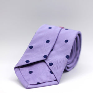 Cruciani & Bella 100% Silk Made in England Jacquard  Self-Tipped Lilac, Blue dots Tie Handmade in Italy 8 cm x 150 cm