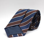 Holliday & Brown for Cruciani & Bella 100% Silk Jacquard  Regimental "Marguerite Club" Blue, Brown and White stripes tie Handmade in Italy 8 cm x 150 cm