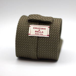 Cruciani & Bella 100% Silk Grenadine Garza Grossa Woven in Italy Unlined Military Green tie Handmade in Italy 8 cm x 150 cm