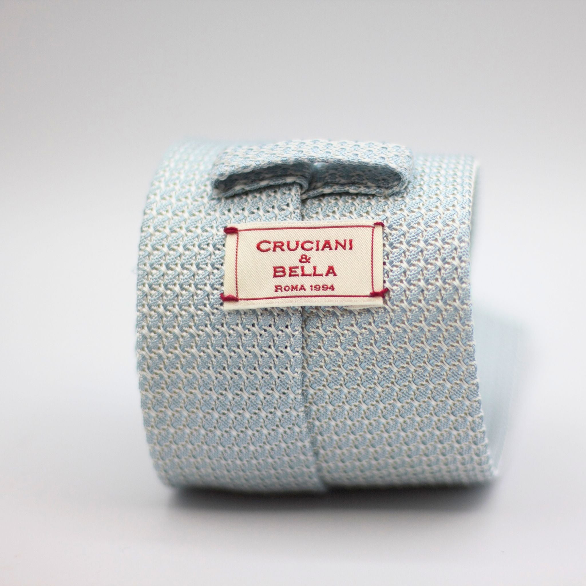 Cruciani & Bella 100% Silk Grenadine Garza Grossa Woven in Italy Tipped Milk and Mint  tie Handmade in Italy 8 cm x 150 cm