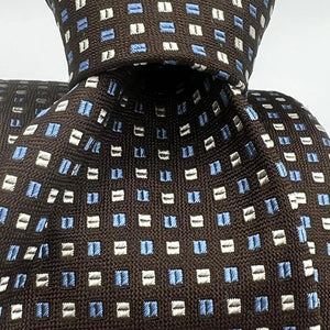 N.O.S. Cruciani & Bella - Silk - Brown, Off White and Light Blue Motif Tie