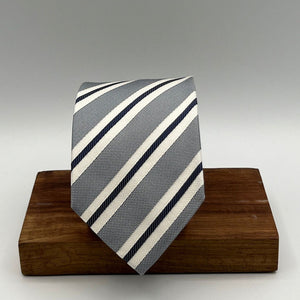 N.O.S. Cruciani & Bella - Silk - Light Blue,White and light Blue Stripes Tie 
