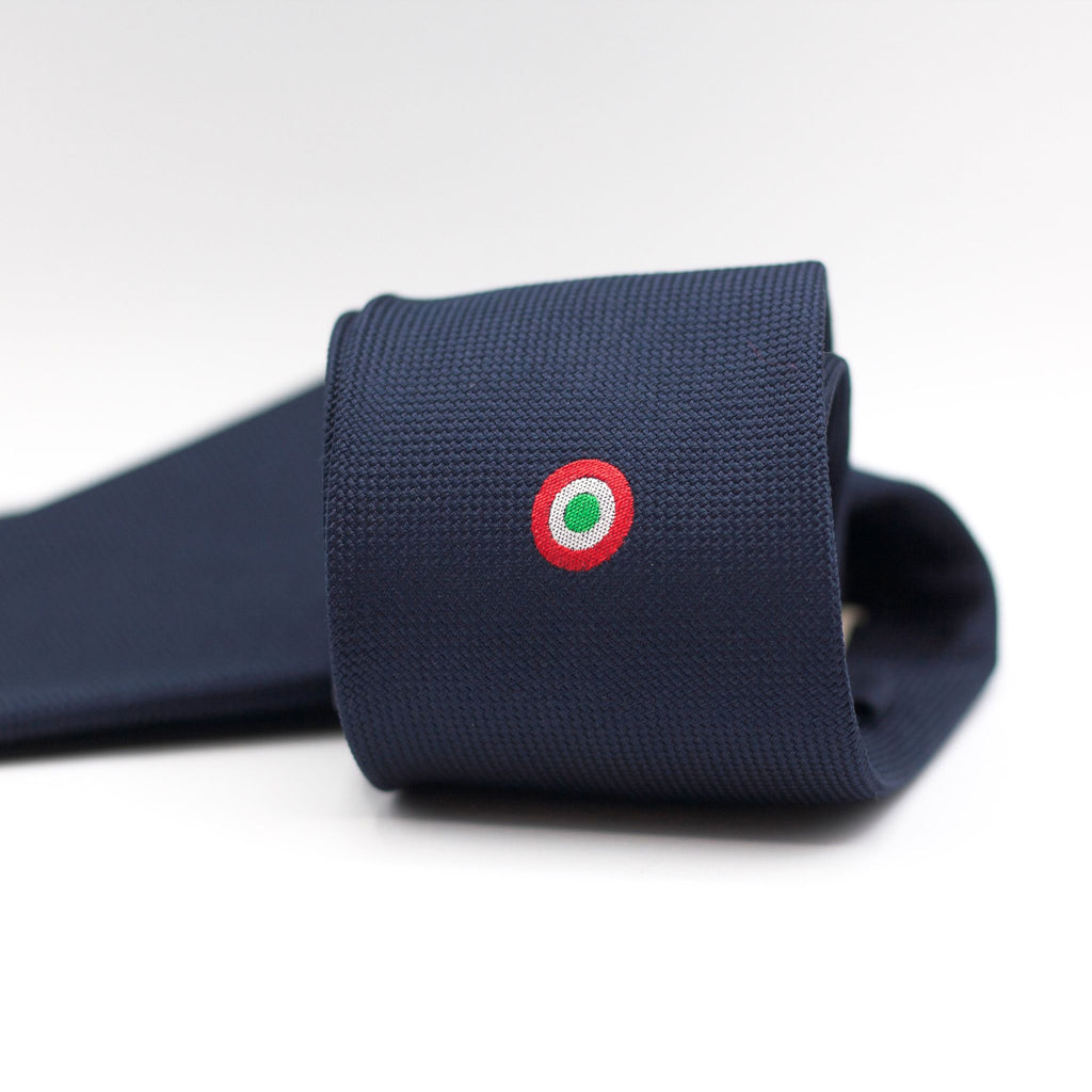 Navy Tie, Red/Green/White Embroidery