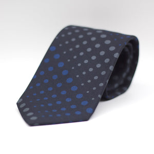 Holliday & Brown - Printed Silk - Navy, Light Blue and Grey dots Tie