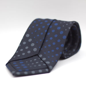 Holliday & Brown - Printed Silk - Navy, Light Blue and Grey dots Tie
