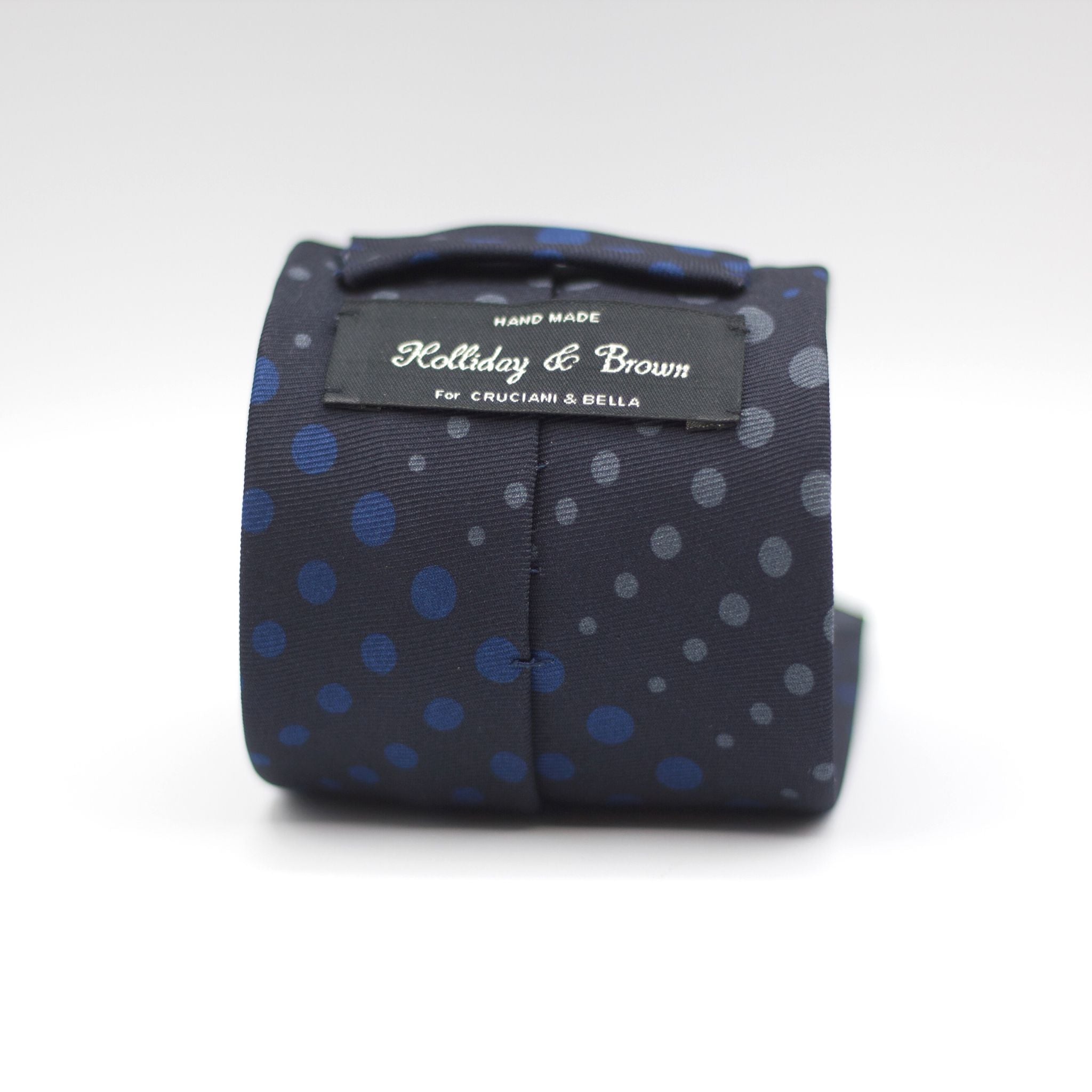 Holliday & Brown - Printed Silk - Navy, Light Blue and Grey dots Tie
