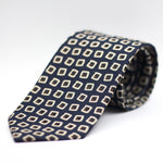 Holliday & Brown - Woven Jacquard Silk - Navy, Off White, Black and Brown Tie