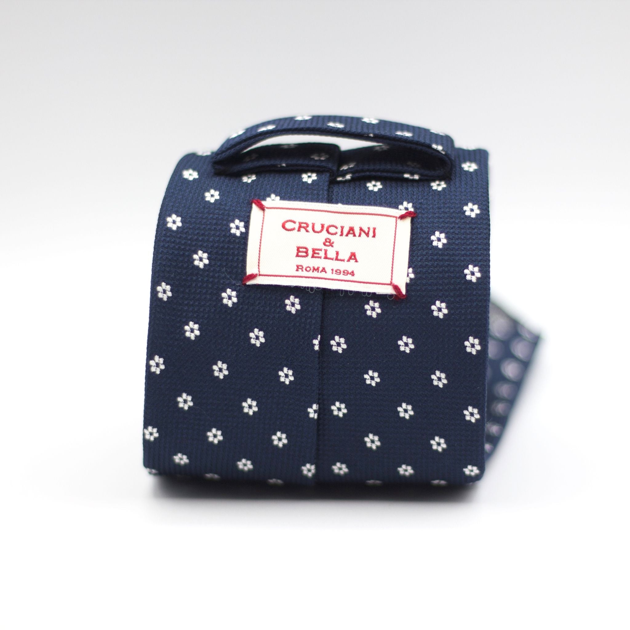 Cruciani & Bella - Woven Jacquard Silk - Navy, White Motif Tie