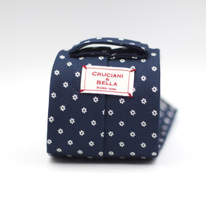 Cruciani & Bella - Woven Jacquard Silk - Navy, White Motif Tie