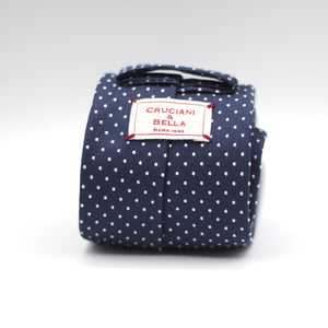 Cruciani & Bella - Woven Jacquard Silk - Navy, White Pin Dots Tie