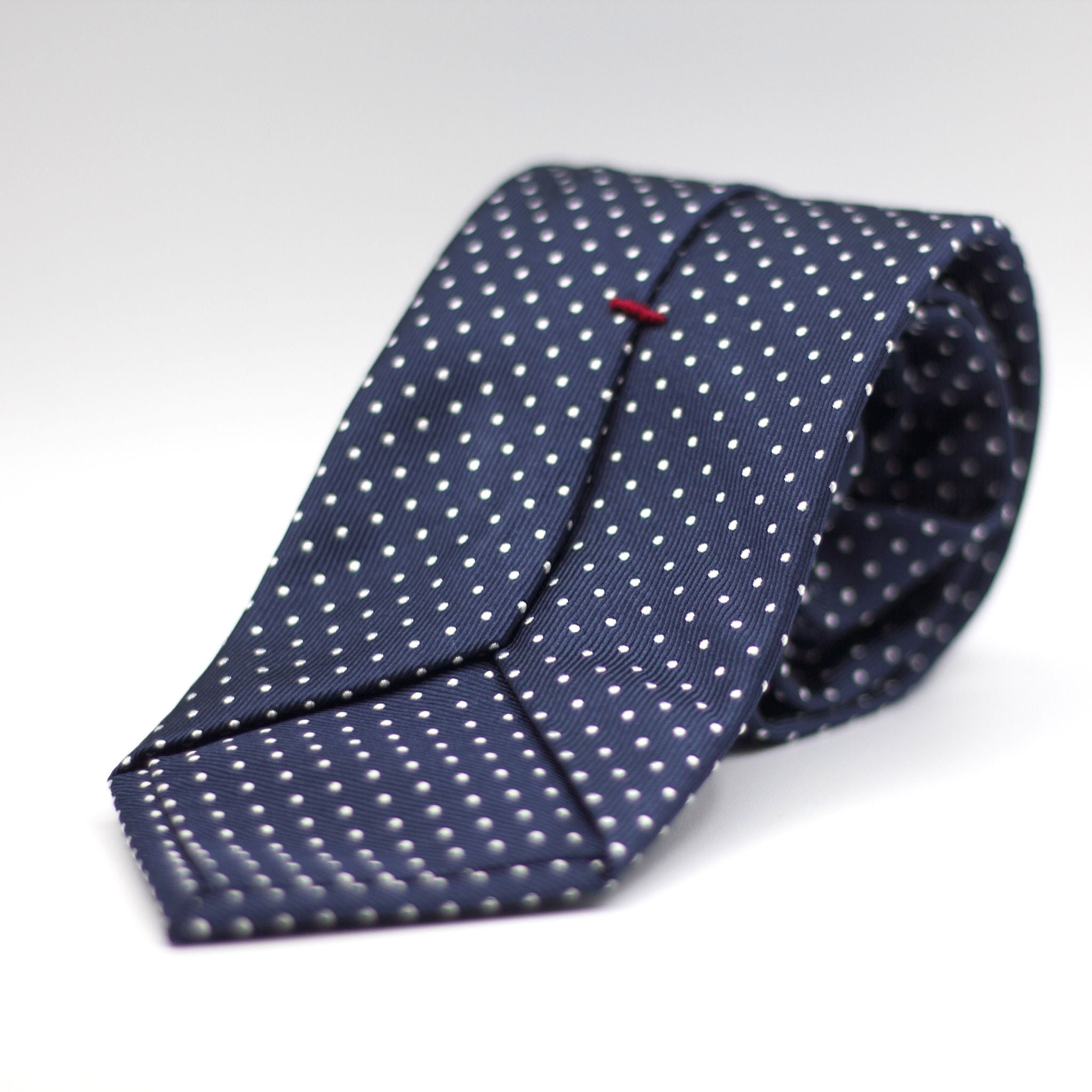 Cruciani & Bella - Woven Jacquard Silk - Navy, White Pin Dots Tie