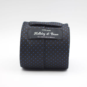Holliday & Brown - Woven Jacquard Silk - Navy, light Blue pin dots Tie 