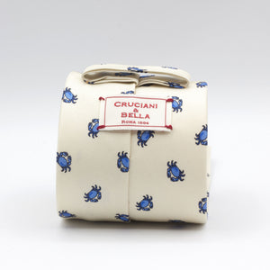 Cruciani & Bella - Silk - Off White,  Blue Crabs Tie