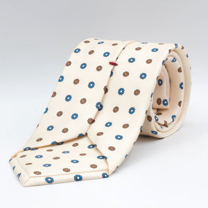 Cruciani & Bella - Silk - Off White,  Blue and Gold Tie