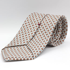 Cruciani & Bella - Silk - Off White, Pink and Hazelnut Brown Tie