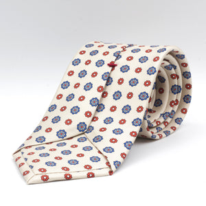 Cruciani & Bella - Silk - Off White,  Red and Blue Tie