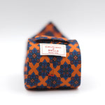 Cruciani & Bella 100% Printed Silk 36 oz UK fabric Unlined Orange, Blue, Light Blue and Green Unlined Tie Handmade in Italy 8 x 150 cm