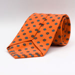 Cruciani & Bella - Printed Madder Silk  - Orange, Blue and Brown Tie