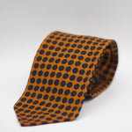 Cruciani & Bella 100%  Printed Wool  Unlined Hand rolled blades Orange, Blue and Burgundy Motifs Tie Handmade in Italy 8 cm x 150 cm