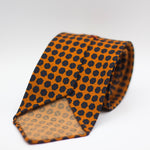 Cruciani & Bella 100%  Printed Wool  Unlined Hand rolled blades Orange, Blue and Burgundy Motifs Tie Handmade in Italy 8 cm x 150 cm