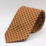 Holliday & Brown for Cruciani & Bella 100% Printed Silk Self-Tipped Orange, Blue and Red motif tie Handmade in Italy 8 cm x 150 cm