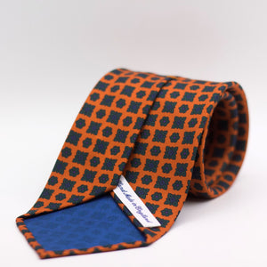 Cruciani & Bella 100% Printed Silk Unlined Orange, Green,Blue and Purple Unlined Tie Handmade in England 8 x 153 cm