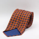Cruciani & Bella 100% Printed Silk Unlined Orange, Green and Light Blue Motif Unlined Tie Handmade in England 8 x 153 cm