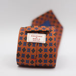 Cruciani & Bella 100% Printed Silk Unlined Orange, Green and Light Blue Motif Unlined Tie Handmade in England 8 x 153 cm