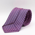 Cruciani & Bella 100% Silk Printed Self-Tipped Pink, Blue, Red and Light Blue Tie Handmade in Rome, Italy. 8 cm x 150 cm