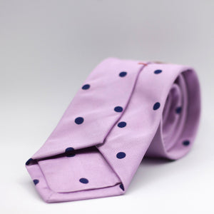 Cruciani & Bella 100% Silk Made in England Jacquard  Self-Tipped Pink, Blue dots Tie Handmade in Italy 8 cm x 150 cm