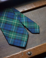 Cruciani &amp; Bella 100% Woven Jacquard Silk Self Tipped Green, Blue and &nbsp;Yellow Tartan Tie Handmade in Italy 8 cm x 150 cm