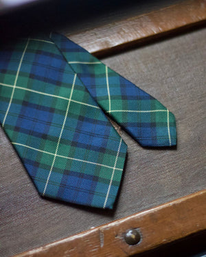Cruciani &amp; Bella 100% Woven Jacquard Silk Self Tipped Green, Blue and &nbsp;Yellow Tartan Tie Handmade in Italy 8 cm x 150 cm