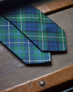Cruciani &amp; Bella 100% Woven Jacquard Silk Self Tipped Green, Blue and &nbsp;Yellow Tartan Tie Handmade in Italy 8 cm x 150 cm