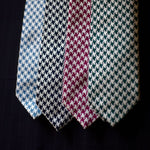 Cruciani & Bella 100% silk Tipped 3-Folds High Burgundy Dogtooth Tie Handmade in Como, Italy 8 cm x 150 cm