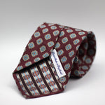 Cruciani & Bella 100% Woven Jacquard Silk Unlined Burgundy, Grey, light Blue and Copper Unlined Tie Handmade in England 8 x 153 cm