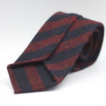 Cruciani & Bella 100% Shetland Tweed  Unlined Hand rolled blades Red and Navy stripes Handmade in Italy 8 cm x 150 cm