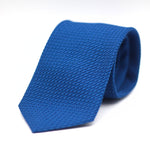 Cruciani & Bella 100% Silk Grenadine Garza Grossa Woven in Italy Tipped Prussian Blue plain tie Handmade in Italy 8 cm x 150 cm