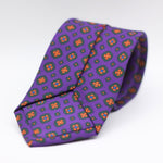 Cruciani & Bella 100% Printed Silk Tipped Purple, Green, Orange and Blue Motif Tie  8 cm x 150 cm Handmade in Italy