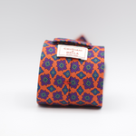 Cruciani & Bella 100% Printed Silk 36 oz UK fabric Unlined Light Orange, Blue, Green and Purple Motif Unlined Tie Handmade in Italy 8 x 150 cm
