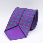 Cruciani & Bella 100% Printed Silk 36 oz UK fabric Unlined Purple, Green, Red and Blue Motif Unlined Tie Handmade in Italy 8 x 150 cm