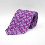 Cruciani &amp; Bella 100% Printed Silk Silk Made in England&nbsp; Self-tipped Purple, Light Blue and White Motif Tie 8 cm x 150 cm Handmade in &nbsp;England