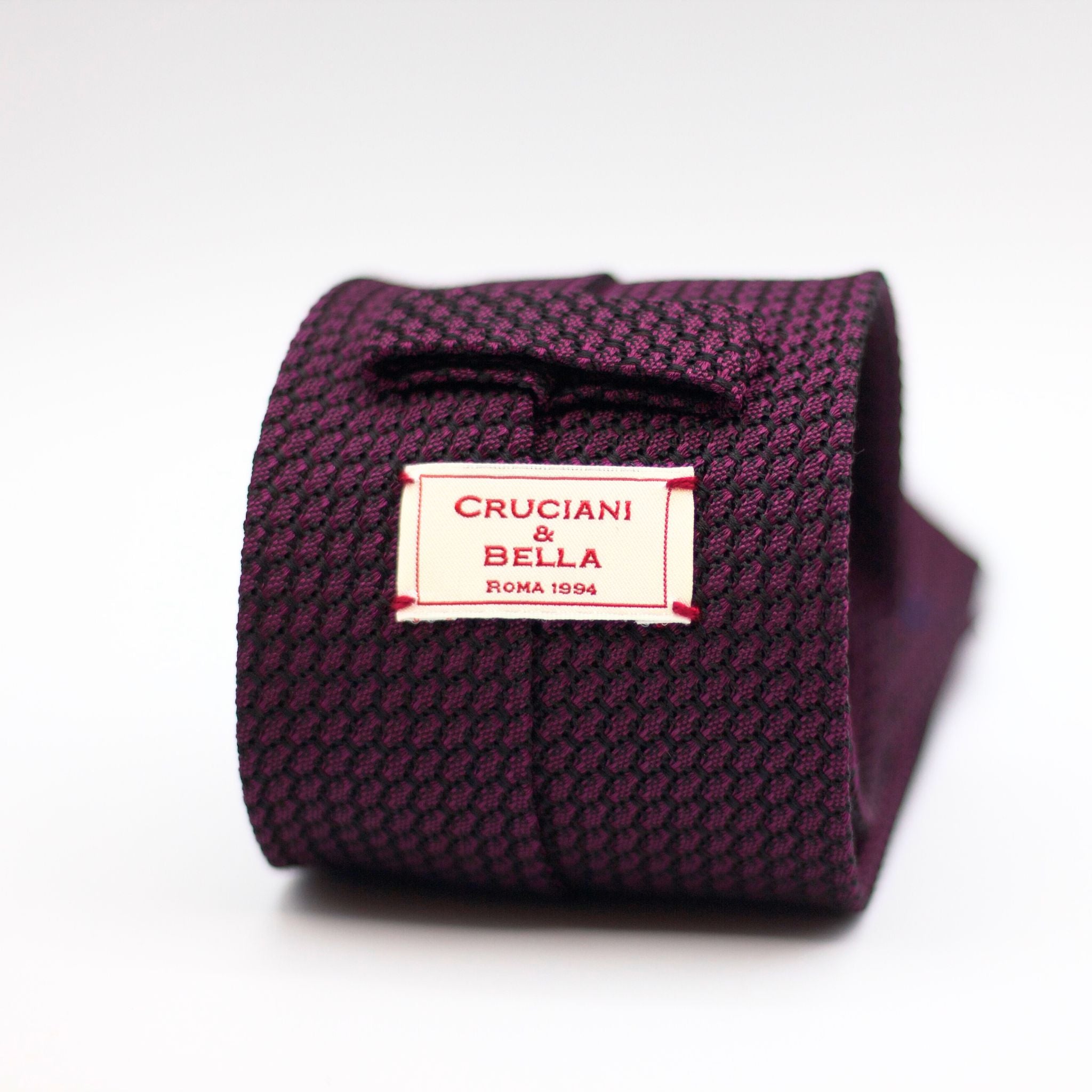 Cruciani & Bella 100% Silk Grenadine Garza Grossa Woven in Italy Tipped Purple and black  tie Handmade in Italy 8 cm x 150 cm