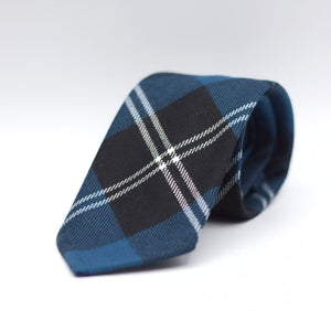 Cruciani & Bella 100% Italian Woven Wool Tartan Unlined Hand rolled blades Ramsey Blue Modern Tartan Tie Handmade in Italy 8 cm x 150 cm