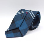 Cruciani & Bella 100% Italian Woven Wool Tartan Unlined Hand rolled blades Ramsey Blue Modern Tartan Tie Handmade in Italy 8 cm x 150 cm