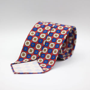 Cruciani & Bella - Printed Madder Silk  - Unlined - Red, Blue, Off White and Beige Tie 