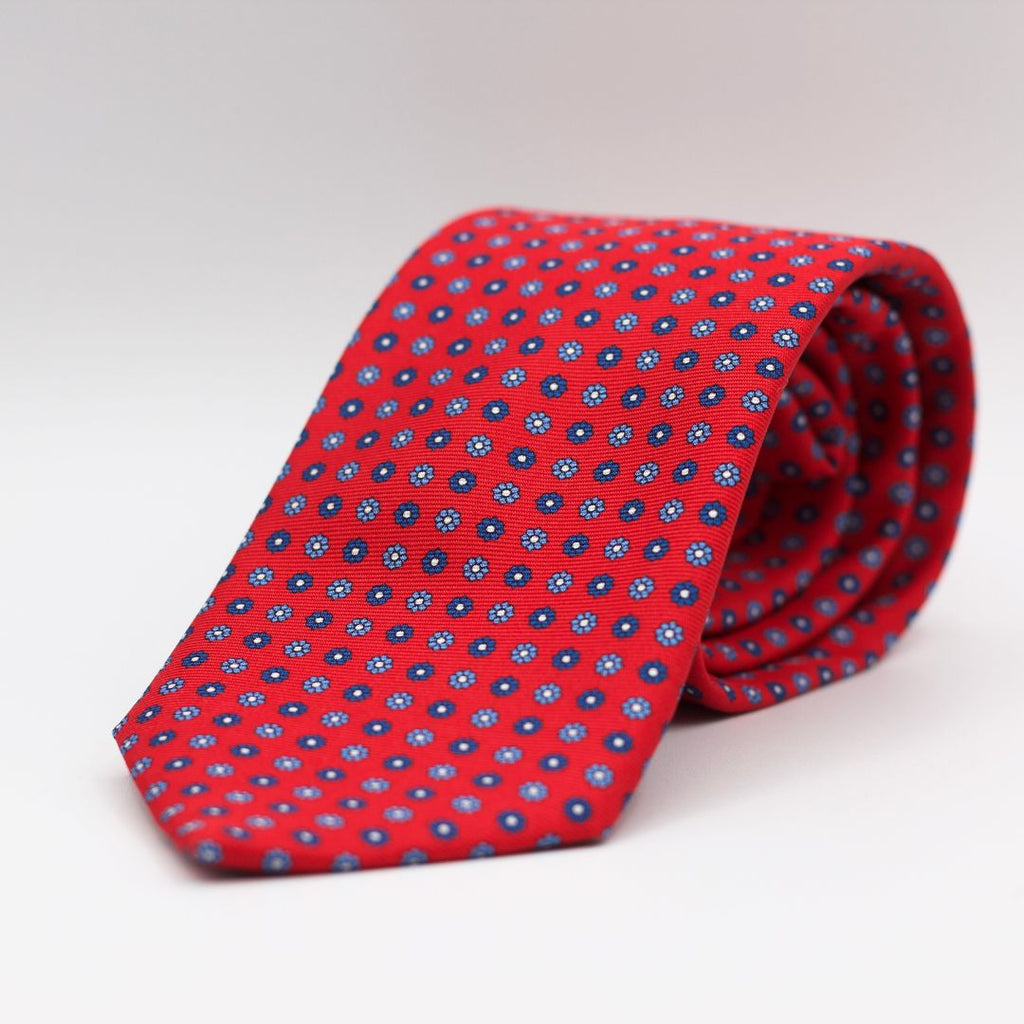 Holliday & Brown - Printed Silk - Red, Blue and Baby Blue Daisies Tie