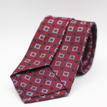 Cruciani & Bella 100% Silk Made in England Jacquard  Tipped Red, Blue and Light Blue  Motif Tie Handmade in Italy 8 cm x 150 cm