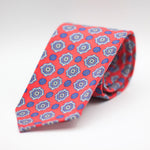 Cruciani & Bella - Printed Madder Silk  - Red, Blue and Light Blue Motif Unlined Tie #8038